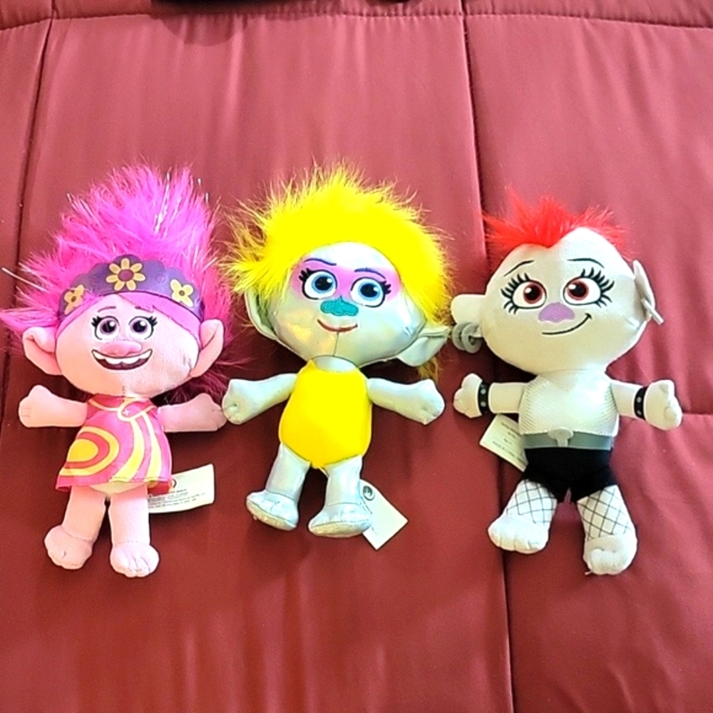 Set Of 3 Dreamworks Trolls from the World Tour Movie Poppy Plush 9"